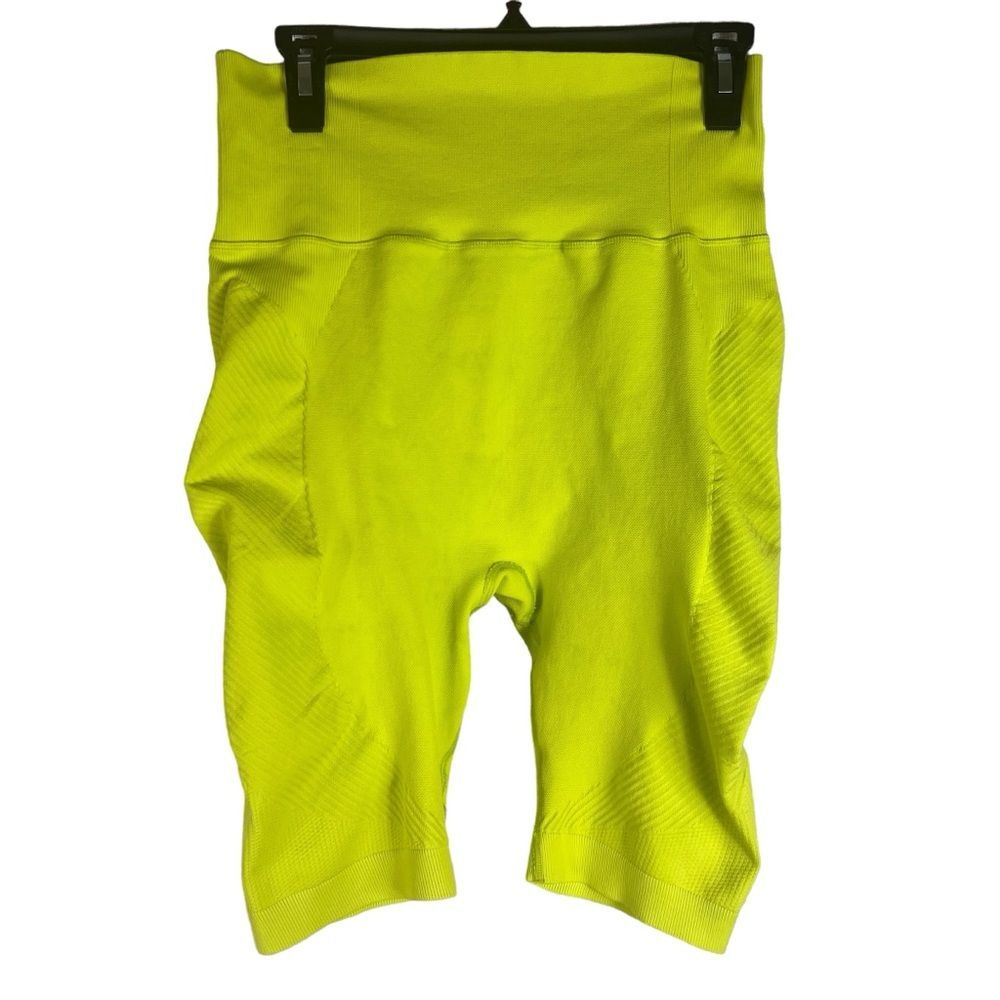Sweaty Betty Neon Punch Yellow Green High Waisted Bike Shorts Large SB5464